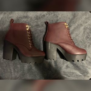Burgundy booties